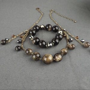 Fashion cats eye beaded necklace & bracelet set